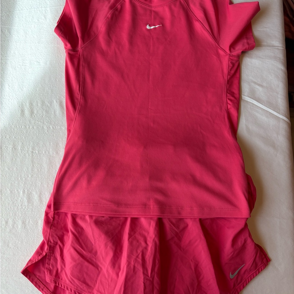 Nike Women's Pink Athletic Top and Skort Set